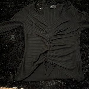 Black string tied Long sleeve formal top LARGE